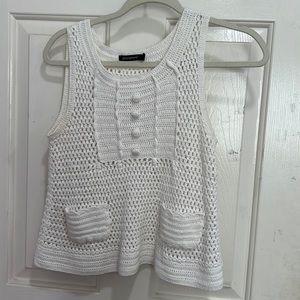 White crochet knit top